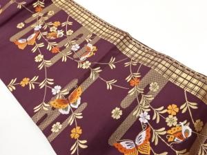 枝垂れ桜に蝶・ヱ霞模様織出し名古屋帯